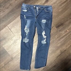 Distressed Blue Jeans